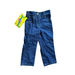 Vintage Dark Wash Toddler Jeans Angel Rainbow Embroidery Longstreet Deadstock 3T